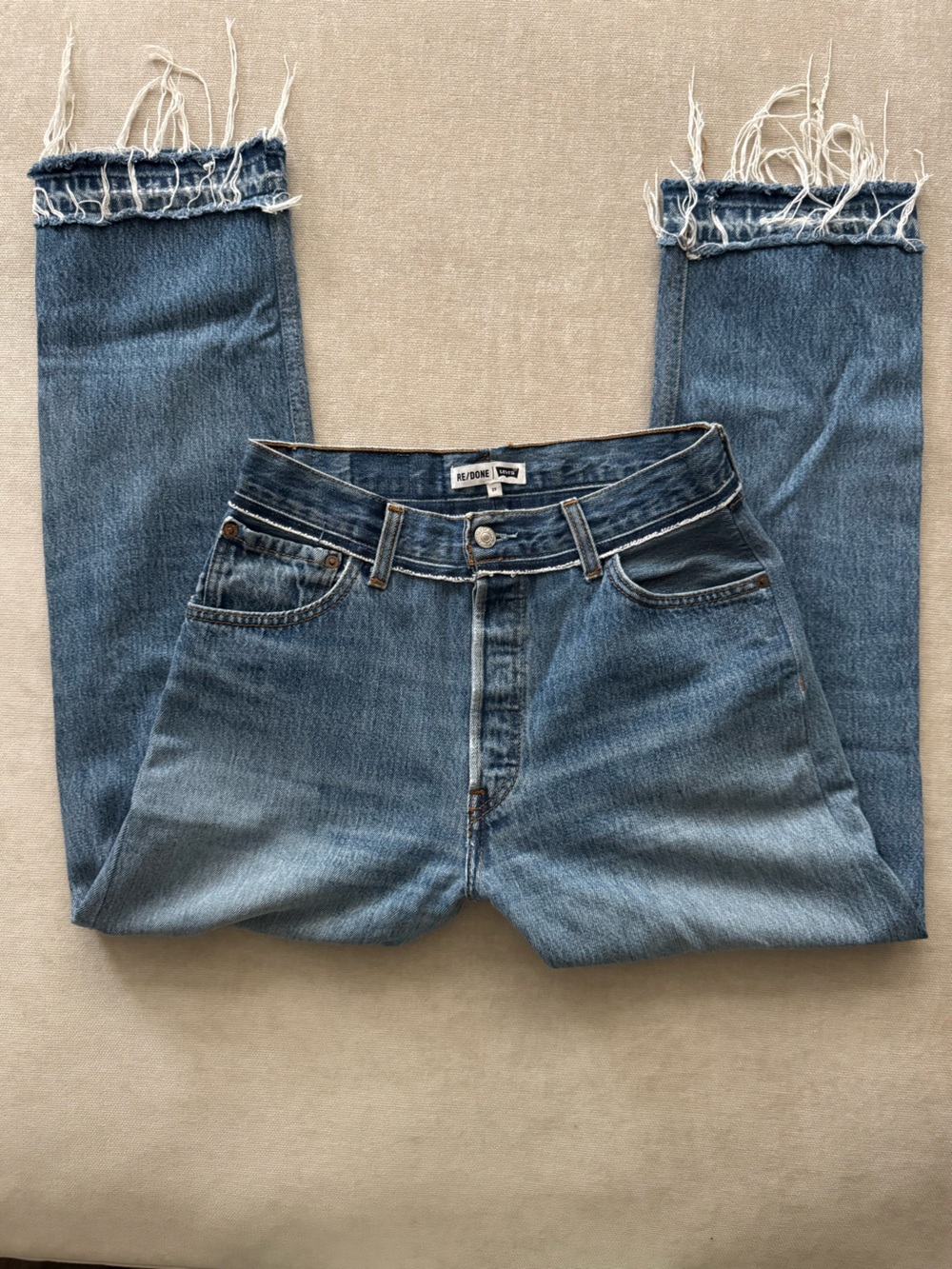 Re/Done x Levi’s Straight Leg Light Blue Denim Jeans